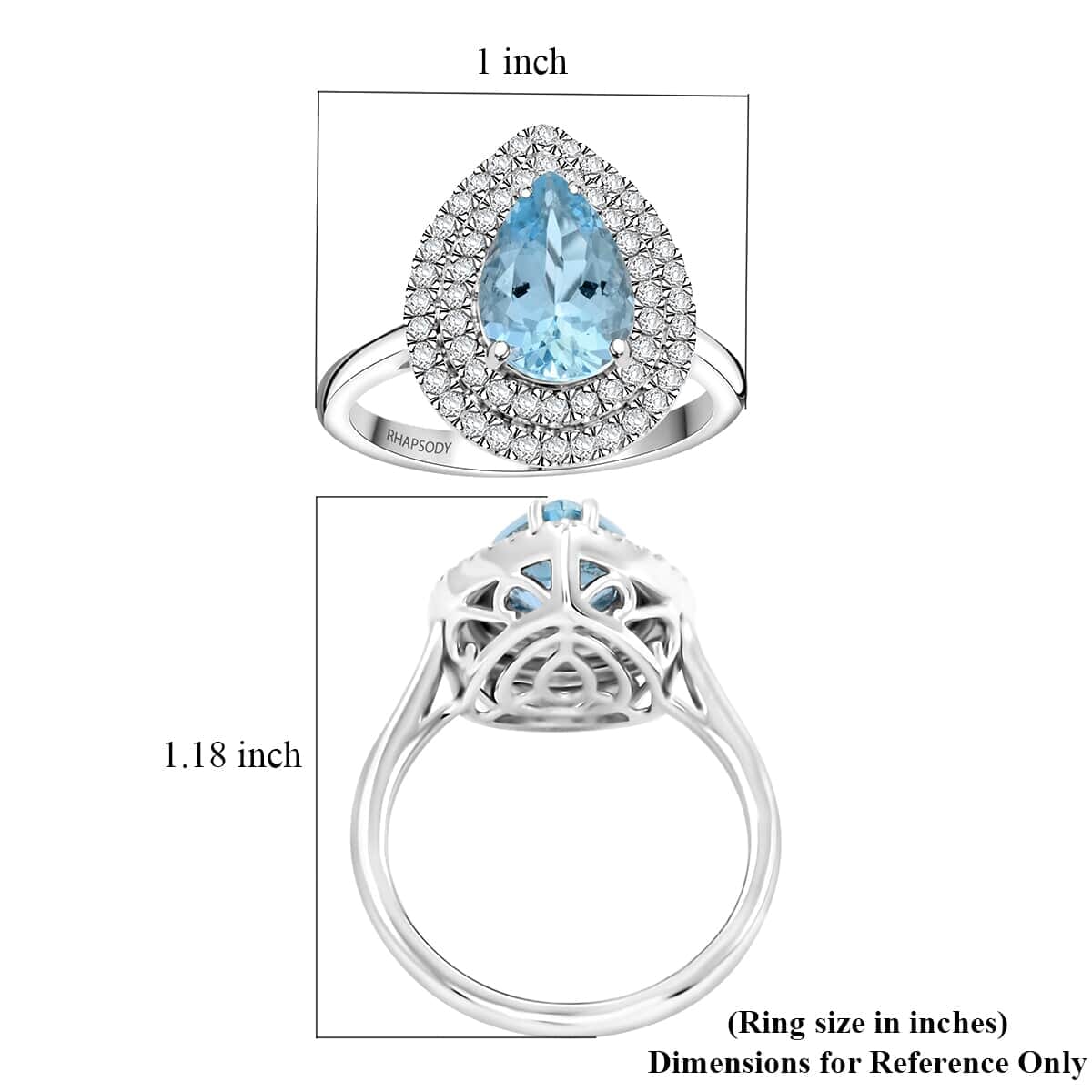 Certified & Appraised Rhapsody 950 Platinum AAAA Santa Maria Aquamarine, Diamond (E-F, VS) (0.45 cts) Ring (Size 10.0) (8.10 g) 2.05 ctw image number 5