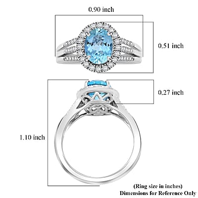 Certified & Appraised Rhapsody 950 Platinum AAAA Santa Maria Aquamarine, Diamond (E-F, VS) (0.39 cts) Ring (Size 11.0) (8.50 g) 2.05 ctw