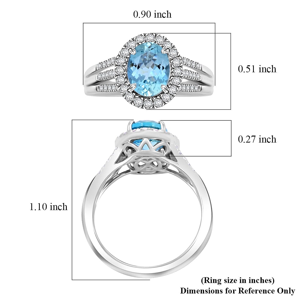 Certified & Appraised Rhapsody 950 Platinum AAAA Santa Maria Aquamarine, Diamond (E-F, VS) (0.39 cts) Ring (Size 5.0) (8.50 g) 2.05 ctw image number 5