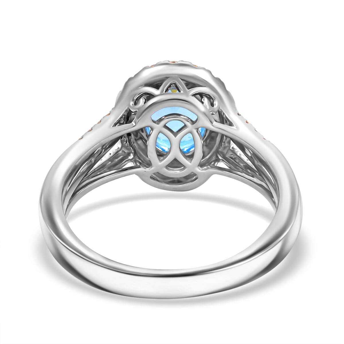 Certified & Appraised Rhapsody AAAA Santa Maria Aquamarine and E-F VS Diamond 2.05 ctw Ring in 950 Platinum (Size 8.0) 8.50 Grams image number 4