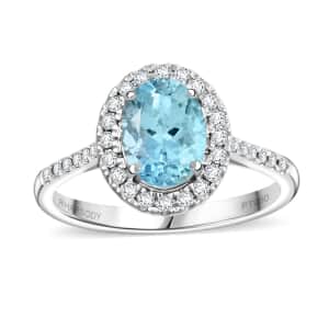 Rhapsody AAAA Santa Maria Aquamarine and E-F VS Diamond 2.25 ctw Ring in 950 Platinum (Size 10.0) 5.85 Grams