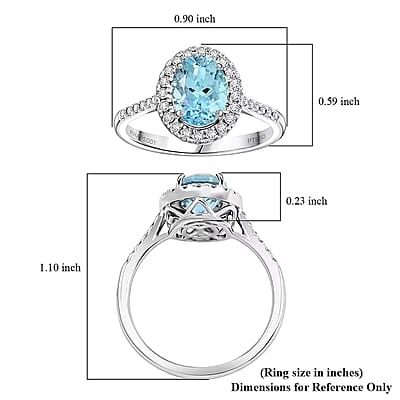 Certified & Appraised Rhapsody 950 Platinum AAAA Santa Maria Aquamarine, Diamond (E-F, VS) (0.34 cts) Ring (Size 11.0) (5.85 g) 2.25 ctw