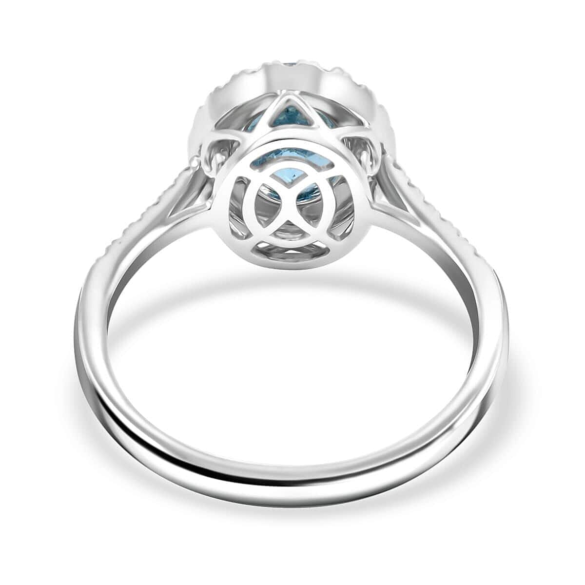 Certified & Appraised Rhapsody 950 Platinum AAAA Santa Maria Aquamarine, Diamond (E-F, VS) (0.34 cts) Ring (Size 8.5) (5.85 g) 2.25 ctw image number 4