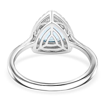 Certified & Appraised Rhapsody AAAA Santa Maria Aquamarine and E-F VS Diamond 2.36 ctw Ring in 950 Platinum (Size 10.0) 6.45 Grams
