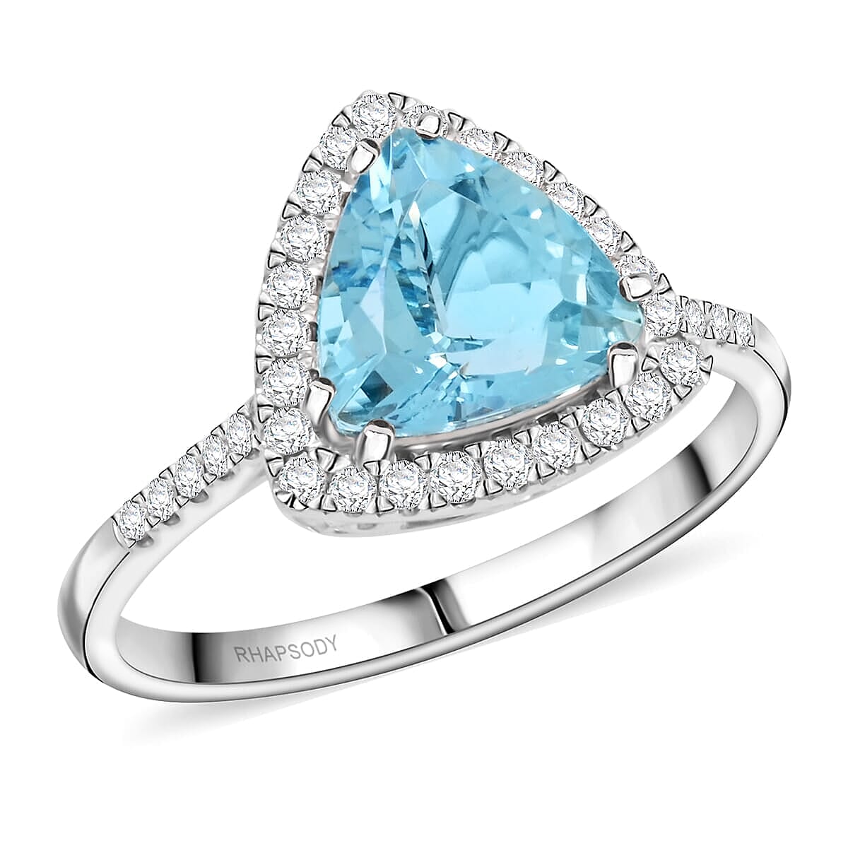 Certified & Appraised Rhapsody AAAA Santa Maria Aquamarine and E-F VS Diamond 2.36 ctw Ring in 950 Platinum (Size 10.5) 6.45 Grams