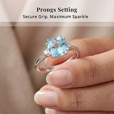 Certified & Appraised Rhapsody AAAA Santa Maria Aquamarine and E-F VS Diamond 2.35 ctw Ring in 950 Platinum (Size 10.0) 5.80 Grams