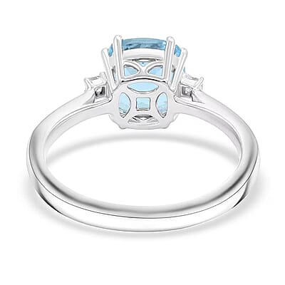 Certified & Appraised Rhapsody AAAA Santa Maria Aquamarine and E-F VS Diamond 2.35 ctw Ring in 950 Platinum (Size 10.0) 5.80 Grams