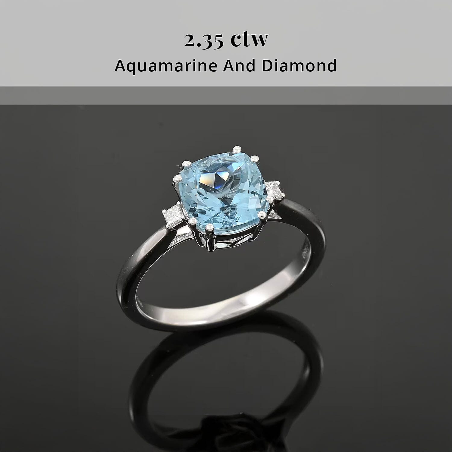 Certified & Appraised Rhapsody 950 Platinum AAAA Santa Maria Aquamarine, Diamond (E-F, VS) Ring (Size 5.0) (5.80 g) 2.35 ctw