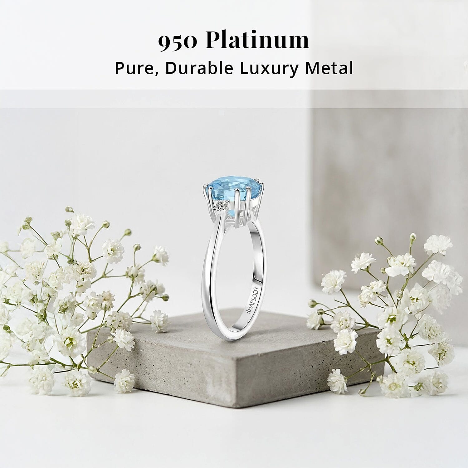 Certified & Appraised Rhapsody 950 Platinum AAAA Santa Maria Aquamarine, Diamond (E-F, VS) Ring (Size 5.0) (5.80 g) 2.35 ctw