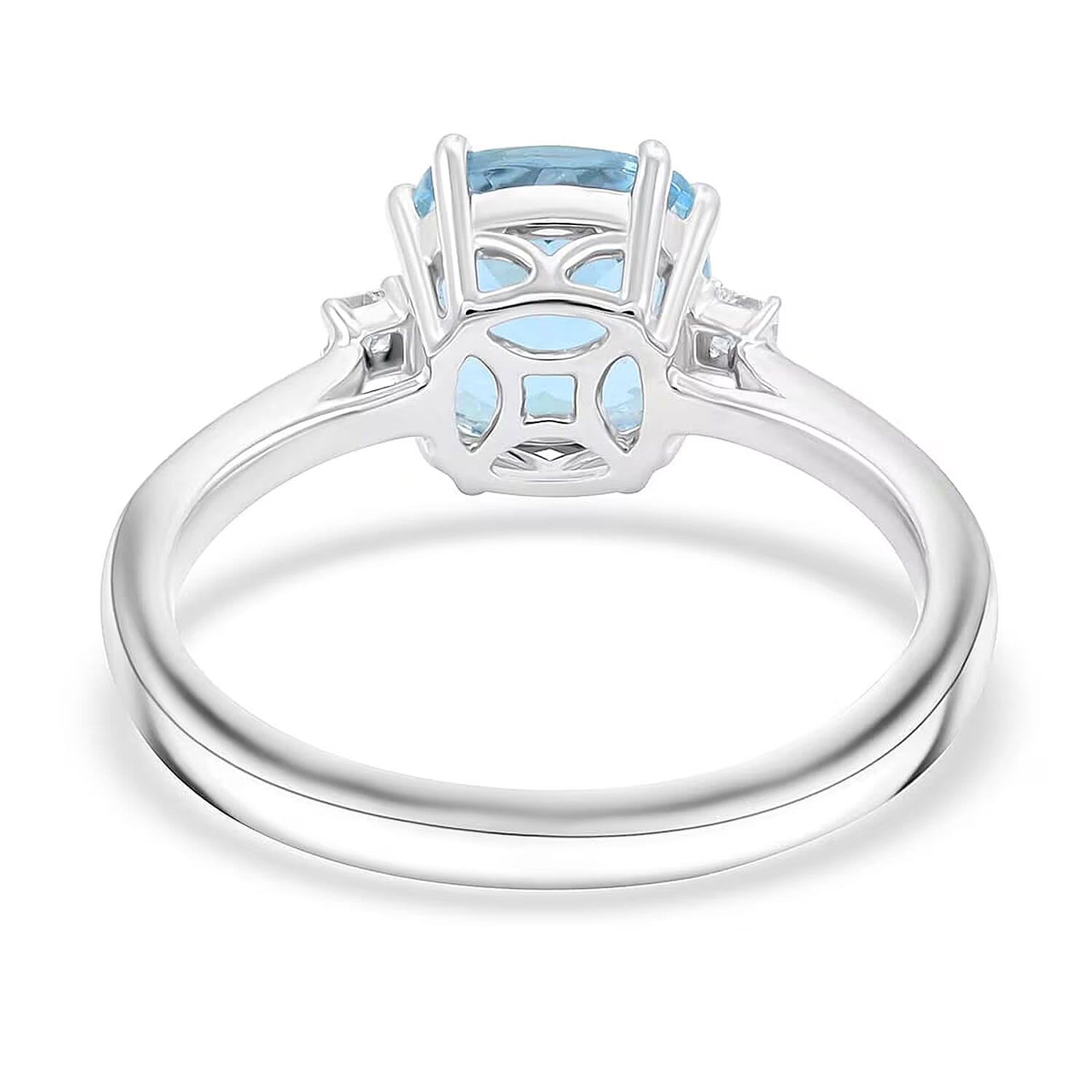 Certified & Appraised Rhapsody 950 Platinum AAAA Santa Maria Aquamarine, Diamond (E-F, VS) Ring (Size 5.0) (5.80 g) 2.35 ctw