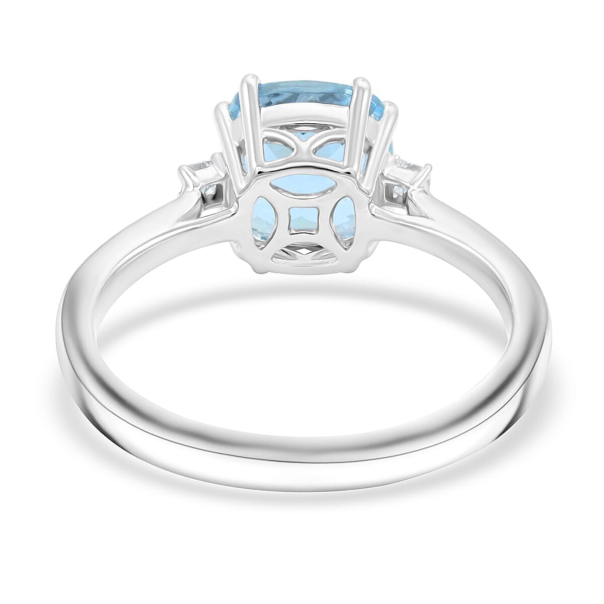 Certified & Appraised Rhapsody 950 Platinum AAAA Santa Maria Aquamarine, Diamond (E-F, VS) Ring (Size 6.5) (5.80 g) 2.35 ctw image number 4