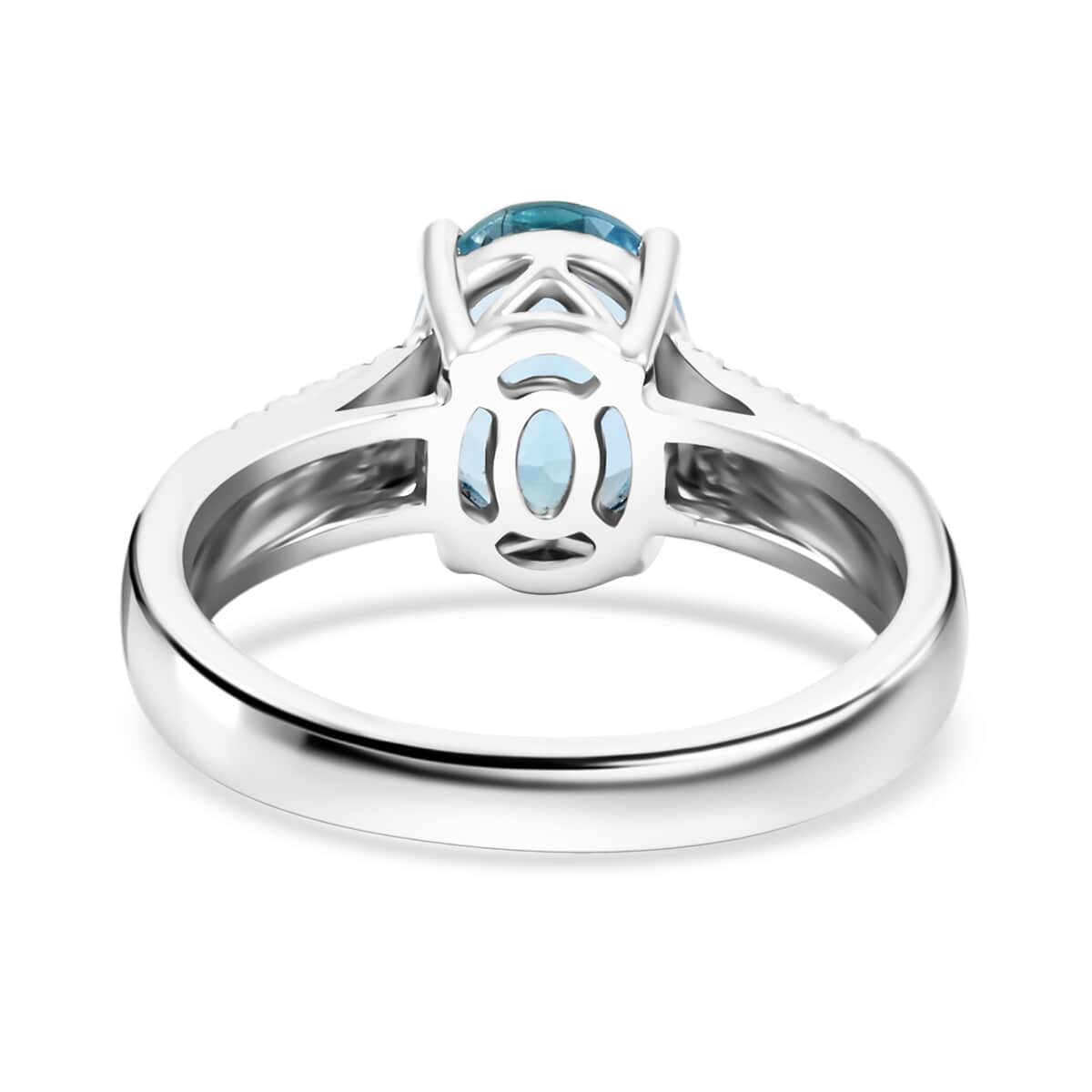 Certified & Appraised Luxoro AAA Santa Maria Aquamarine and G-H I2 Diamond 1.75 ctw Ring in 10K White Gold (Size 10.0) image number 4