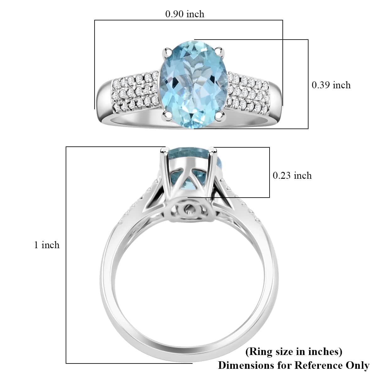 Certified & Appraised Luxoro AAA Santa Maria Aquamarine and G-H I2 Diamond 1.75 ctw Ring in 10K White Gold (Size 10.0) image number 5