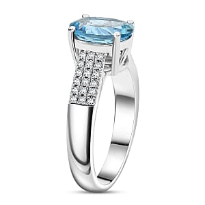 Certified & Appraised Luxoro AAA Santa Maria de Itabira Aquamarine and G-H I2 Diamond 1.75 ctw Ring in 10K White Gold (Size 6.0)