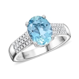 Certified & Appraised Luxoro AAA Santa Maria de Itabira Aquamarine and G-H I2 Diamond 1.75 ctw Ring in 10K White Gold (Size 7.0)