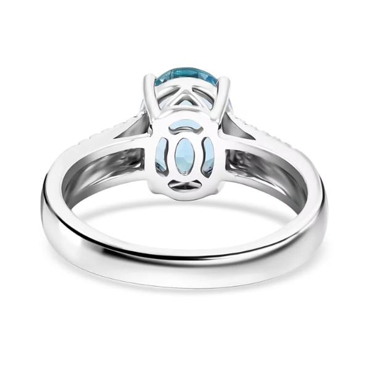 Certified & Appraised Luxoro AAA Santa Maria de Itabira Aquamarine and G-H I2 Diamond 1.75 ctw Ring in 10K White Gold (Size 7.0) image number 6