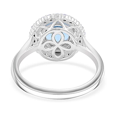 Certified and Appraised Luxoro AAA Santa Maria Aquamarine, Diamond Ring in 10K White Gold 1.69 ctw (Size 11.0)