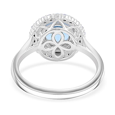 Certified and Appraised Luxoro AAA Santa Maria Aquamarine, Diamond Ring in 10K White Gold 1.69 ctw (Size 7.0)