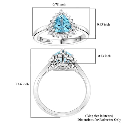Certified and Appraised Luxoro AAA Santa Maria Aquamarine, Diamond Ring in 10K White Gold 1.20 ctw (Size 5.0)