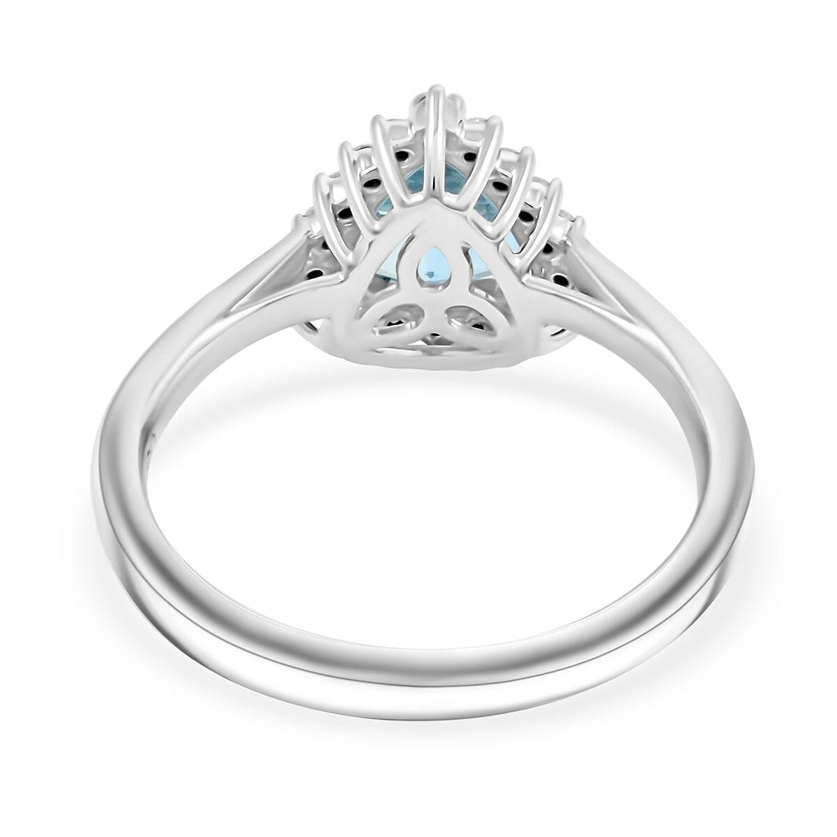 Certified & Appraised Luxoro AAA Santa Maria Aquamarine and G-H I2 Diamond 1.20 ctw Ring in 10K White Gold (Size 8.0) image number 4
