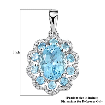 Certified & Appraised Rhapsody AAAA Santa Maria Aquamarine and E-F VS Diamond 3.50 ctw Pendant without Chain in 950 Platinum