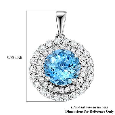 Certified & Appraised Luxoro AAA Santa Maria Aquamarine and G-H I2 Diamond 1.70 ctw Pendant without Chain in 10K White Gold