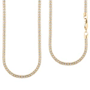 4mm Fancy Ice Chain Necklace in 10K 2-Tone Gold 20.35 Grams 22 Inches