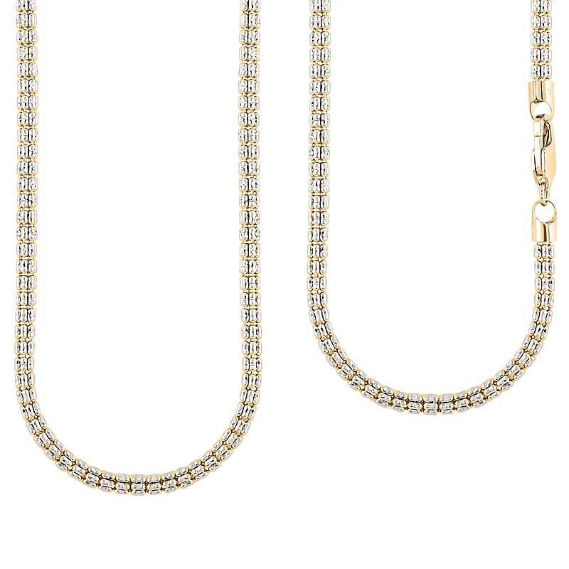 4mm Fancy Ice Chain Necklace in 10K 2-Tone Gold 20.35 Grams 22 Inches