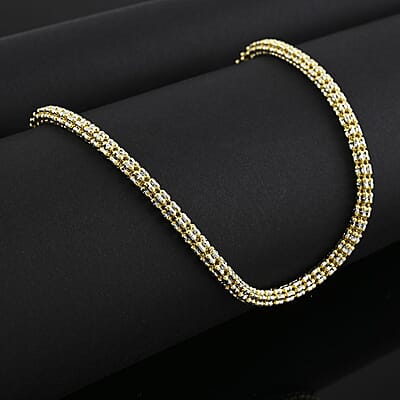 4mm Fancy Ice Chain Necklace in 10K 2-Tone Gold 20.35 Grams 22 Inches
