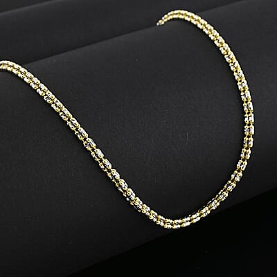 3mm Fancy Ice Chain Necklace in 10K 2-Tone Gold 13.3 Grams 24 Inches
