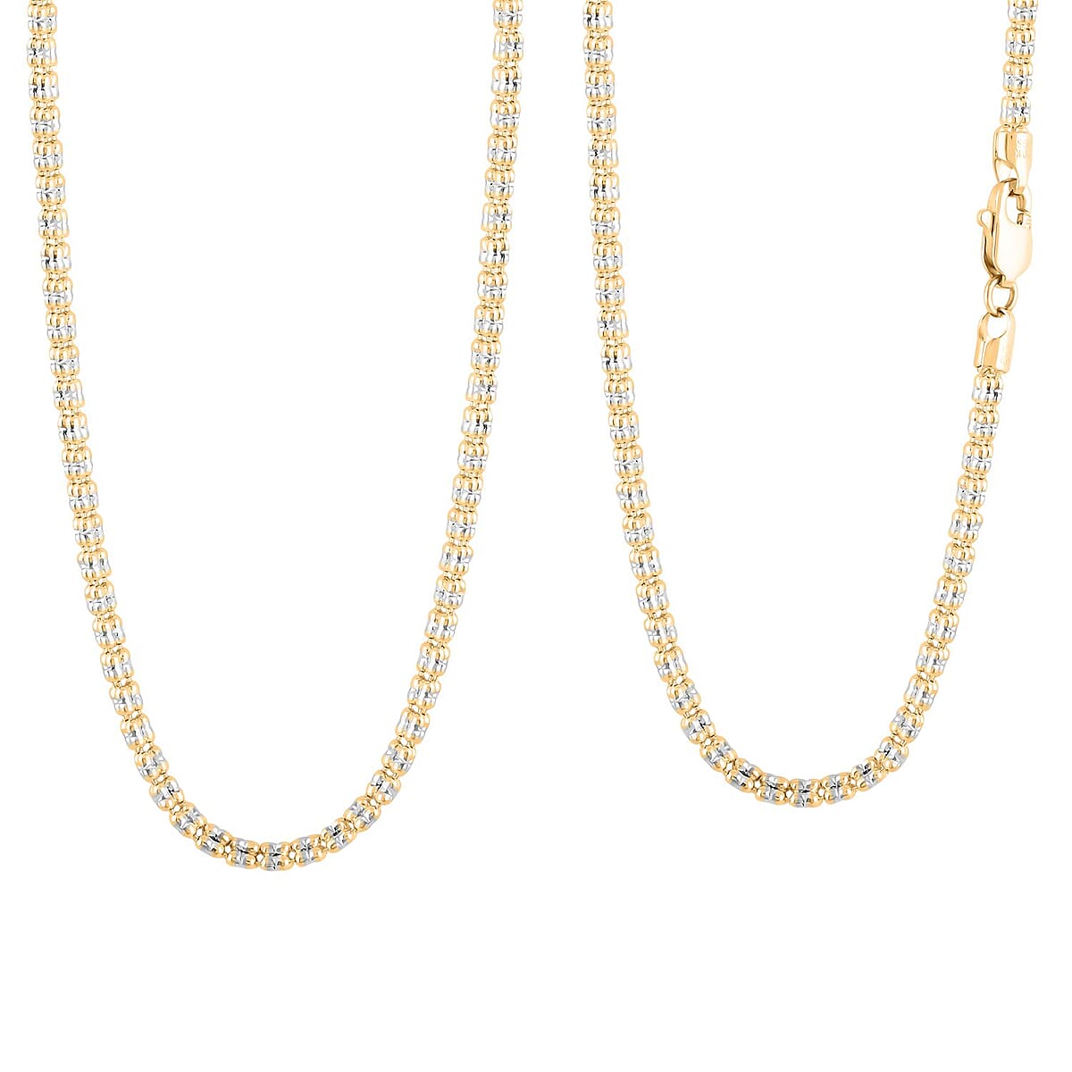 3mm Fancy Ice Chain Necklace in 10K 2-Tone Gold 14.1 Grams 26 Inches image number 0