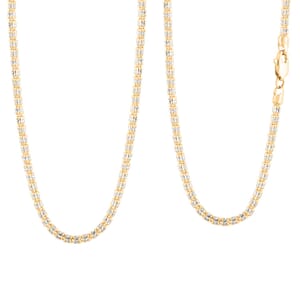 3mm Fancy Ice Chain Necklace in 10K 2-Tone Gold 14.1 Grams 26 Inches