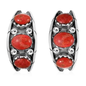 Santa Fe Style Red Coral Earrings in Sterling Silver