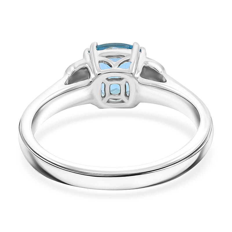 Certified & Appraised Luxoro AAA Santa Maria Aquamarine and G-H I2 Diamond 1.55 ctw Ring in 10K White Gold (Size 10.0)