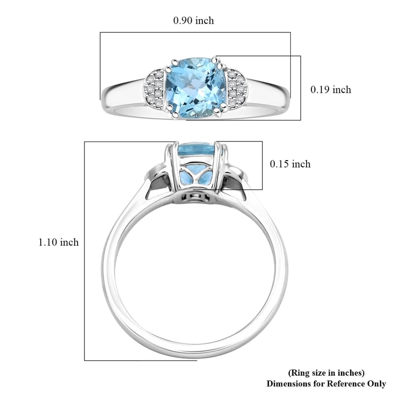 Certified & Appraised Luxoro 10K White Gold AAA Santa Maria Aquamarine, Diamond (G-H, I2) Ring (Size 11.0) 1.55 ctw