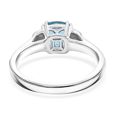 Certified & Appraised Luxoro 10K White Gold AAA Santa Maria Aquamarine, Diamond (G-H, I2) Ring (Size 5.0) 1.55 ctw