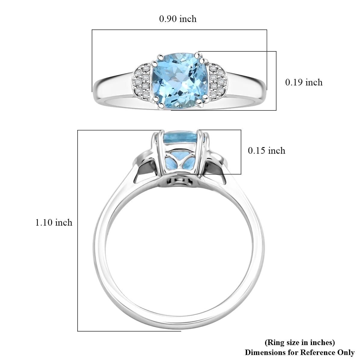 Luxoro 10K White Gold AAA Santa Maria Aquamarine, Diamond (G-H, I2) Ring (Size 5.5) 1.55 ctw image number 5