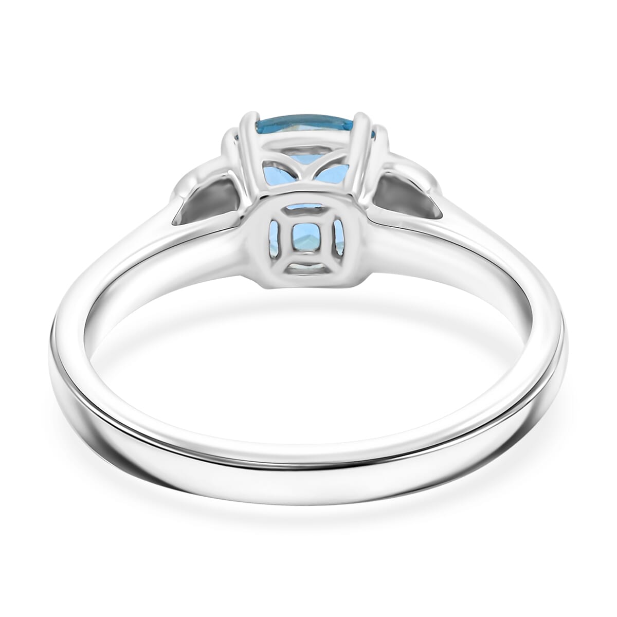 Certified & Appraised Luxoro AAA Santa Maria Aquamarine and G-H I2 Diamond 1.55 ctw Ring in 10K White Gold (Size 7.0) image number 4