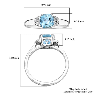 Certified & Appraised Luxoro AAA Santa Maria Aquamarine and G-H I2 Diamond 1.55 ctw Ring in 10K White Gold (Size 9.0)