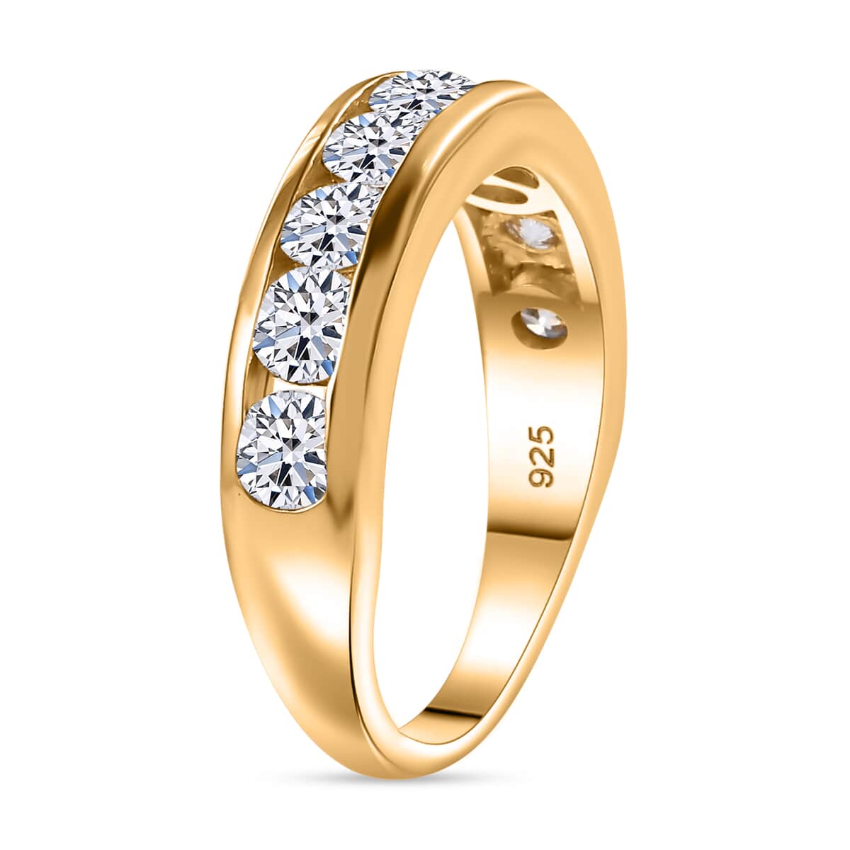 Luxuriant Lab Grown Diamond SI 1.50 ctw Half Eternity Band Ring in 18K Vermeil Yellow Gold Over Sterling Silver (Size 10.0) image number 3