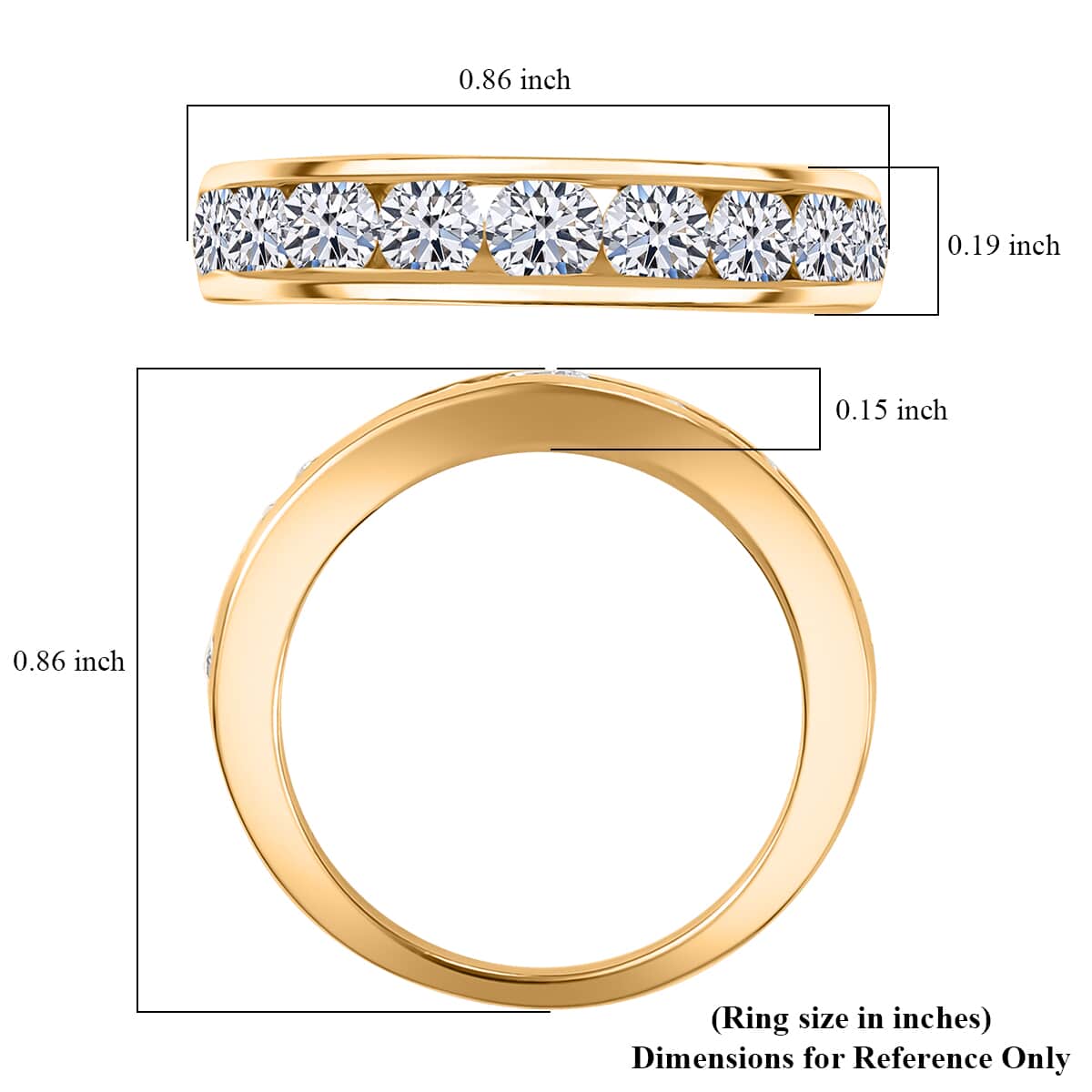 Luxuriant Lab Grown Diamond SI 1.50 ctw Half Eternity Band Ring in 18K Vermeil Yellow Gold Over Sterling Silver (Size 10.0) image number 5