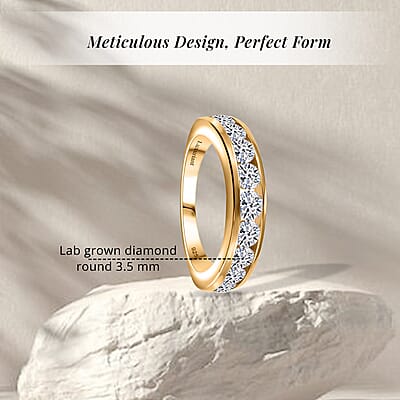 Luxuriant Lab Grown Diamond SI 1.50 ctw Half Eternity Band Ring in 18K Vermeil Yellow Gold Over Sterling Silver (Size 10.0)