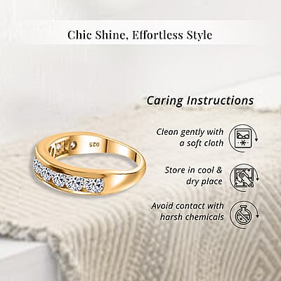 Luxuriant Lab Grown Diamond SI 1.50 ctw Half Eternity Band Ring in 18K Vermeil Yellow Gold Over Sterling Silver (Size 10.0)