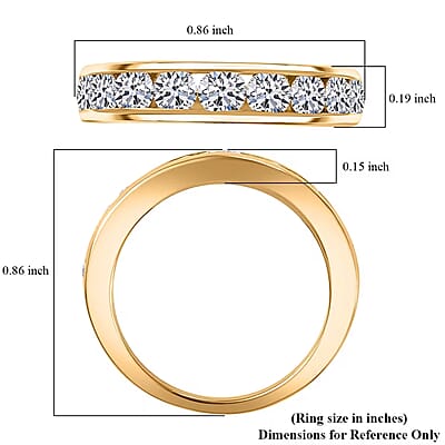 Luxuriant Lab Grown Diamond SI 1.50 ctw Half Eternity Band Ring in 18K Vermeil Yellow Gold Over Sterling Silver (Size 10.0)