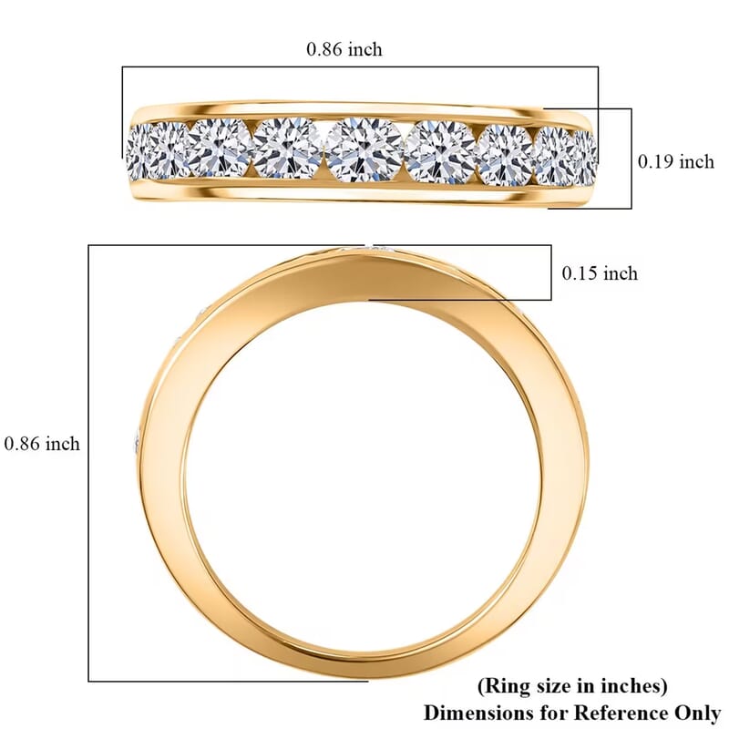 Luxuriant Lab Grown Diamond SI 1.50 ctw Half Eternity Band Ring in 18K Vermeil Yellow Gold Over Sterling Silver (Size 10.0)