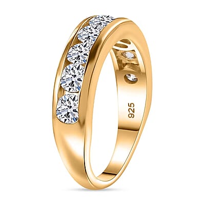 Luxuriant Lab Grown Diamond SI 1.50 ctw Half Eternity Band Ring in 18K Vermeil Yellow Gold Over Sterling Silver (Size 10.0)