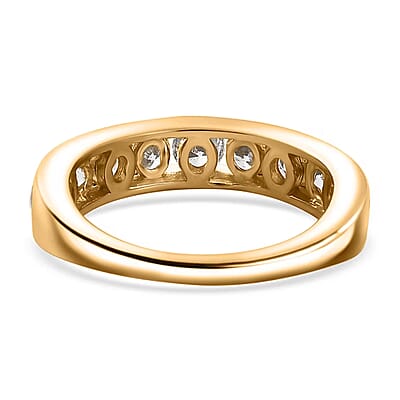Luxuriant Lab Grown Diamond SI 1.50 ctw Half Eternity Band Ring in 18K Vermeil Yellow Gold Over Sterling Silver (Size 10.0)