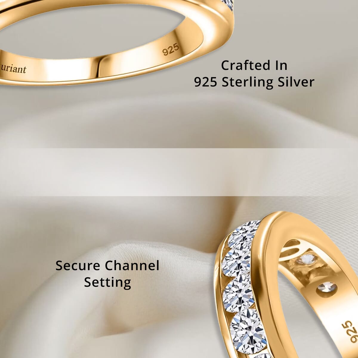 Luxuriant Lab Grown Diamond SI 1.50 ctw Half Eternity Band Ring in 18K Vermeil Yellow Gold Over Sterling Silver (Size 7.0) image number 2