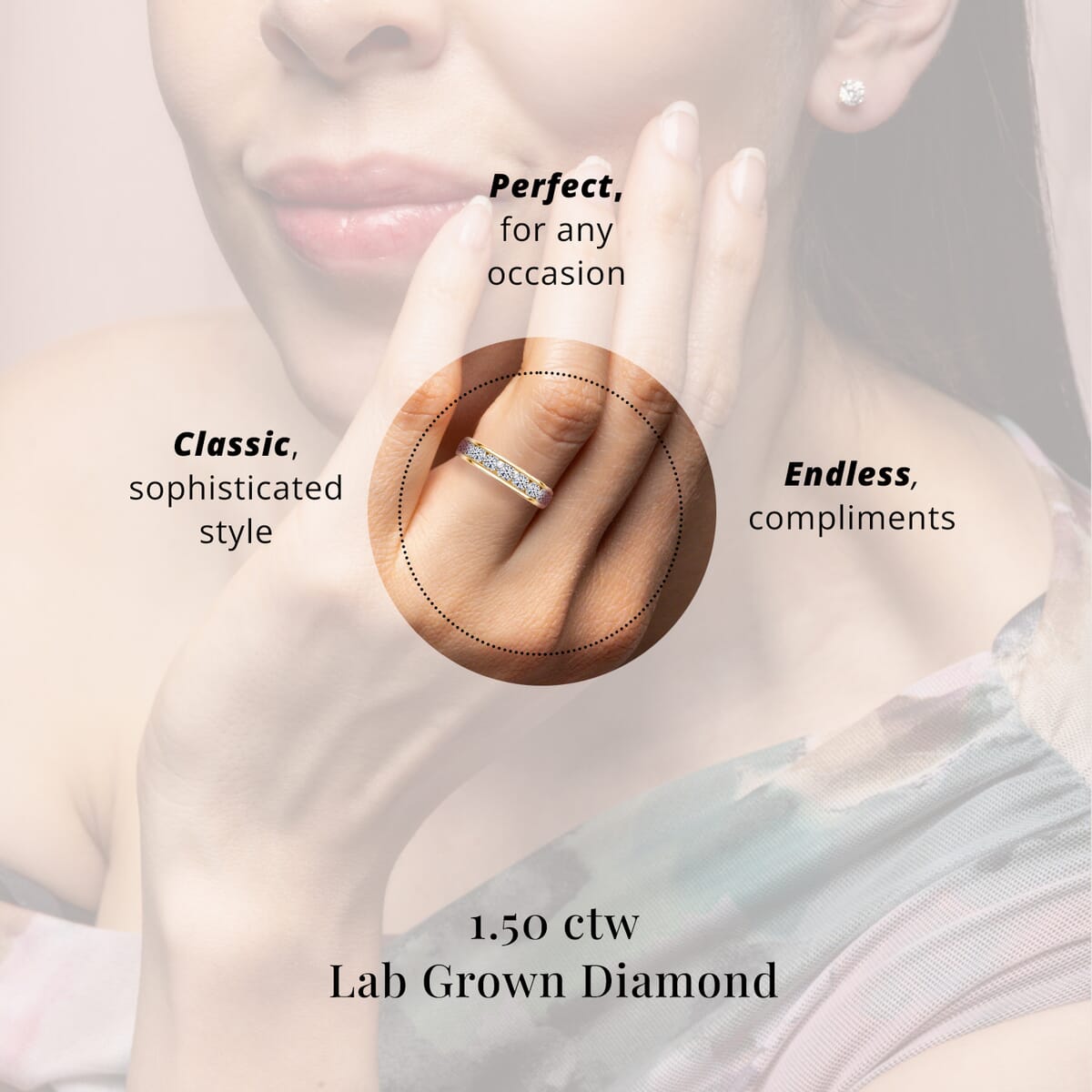 Luxuriant Lab Grown Diamond SI 1.50 ctw Half Eternity Band Ring in 18K Vermeil Yellow Gold Over Sterling Silver (Size 7.0) image number 4
