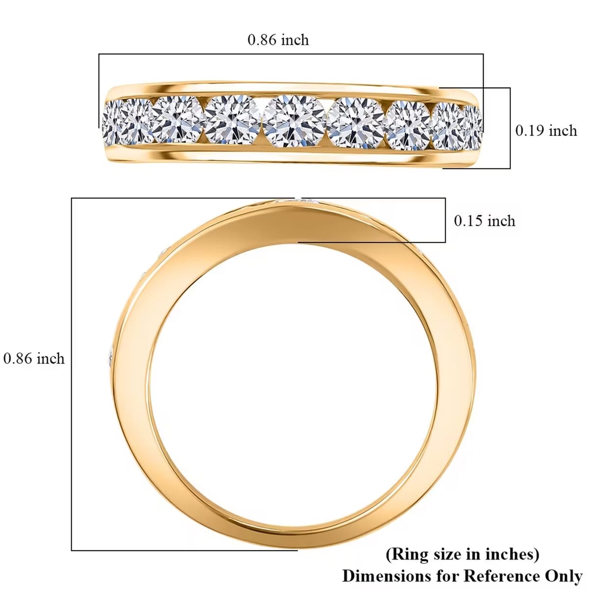 Luxuriant Lab Grown Diamond SI 1.50 ctw Half Eternity Band Ring in 18K Vermeil Yellow Gold Over Sterling Silver (Size 7.0) image number 7